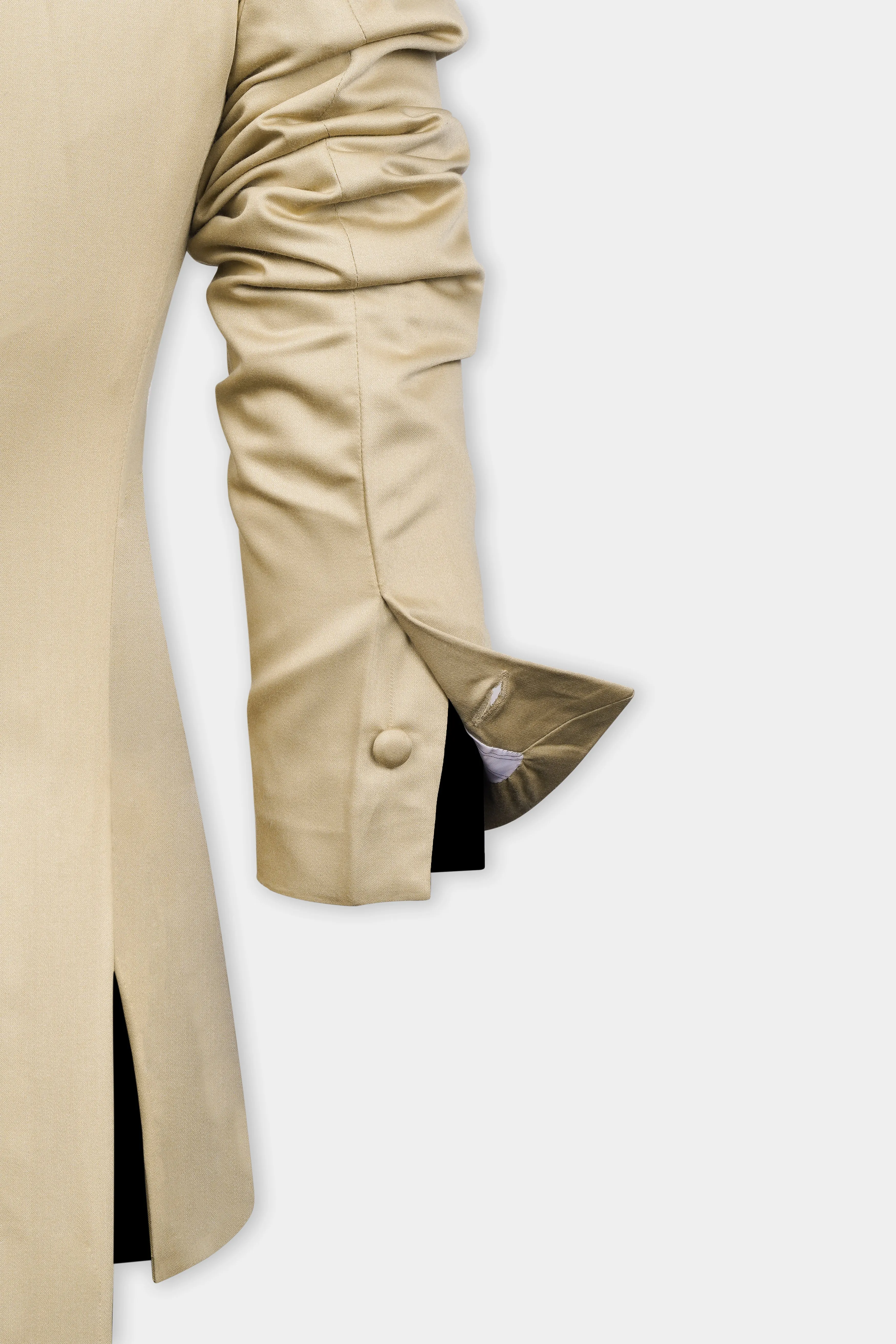 Hazelnut Cream Subtle Sheen with Black Lapel Single Breasted Women's Suit sold by French Crown product image thumbnail 5