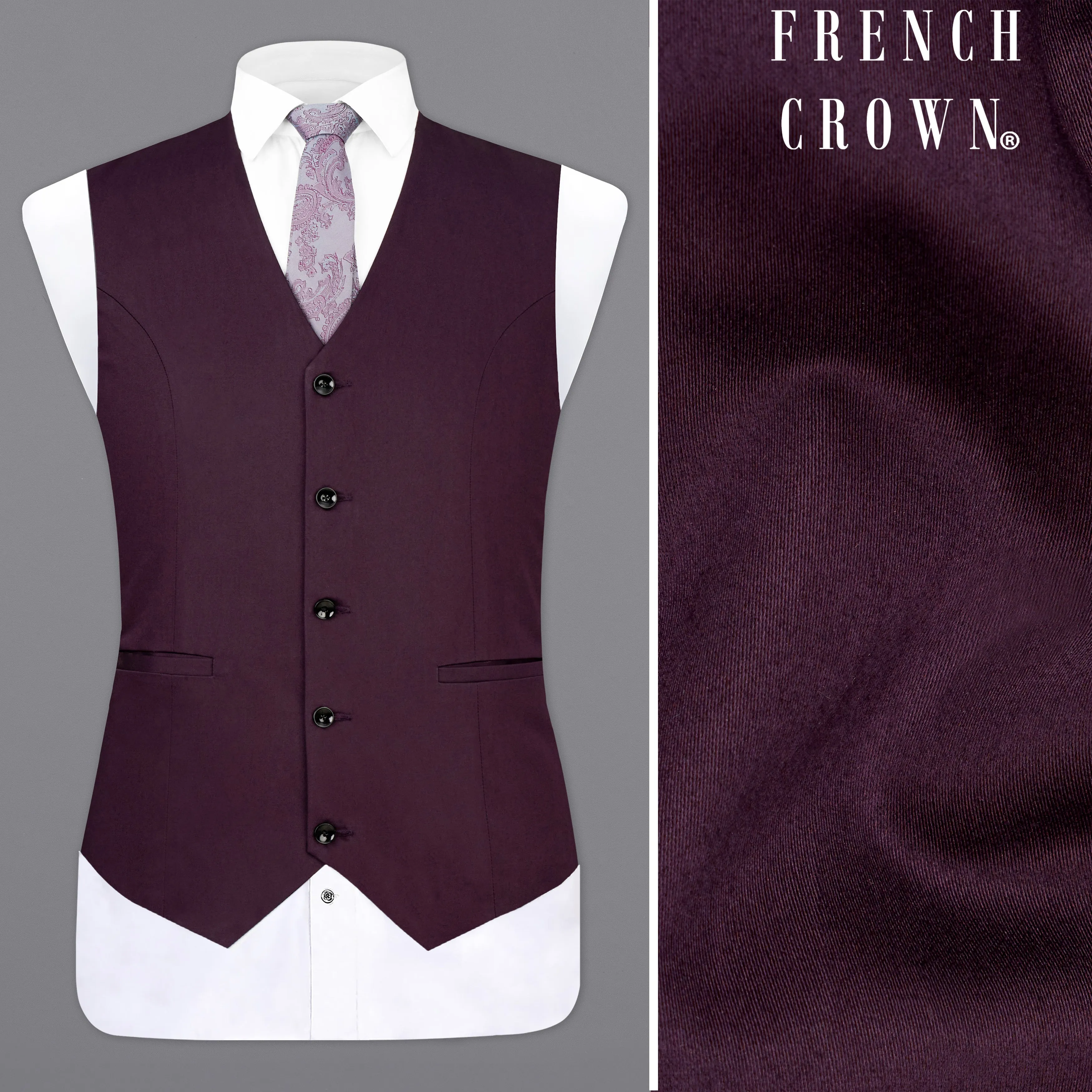 Eclipse Maroon Premium Cotton Waistcoat sold by French Crown