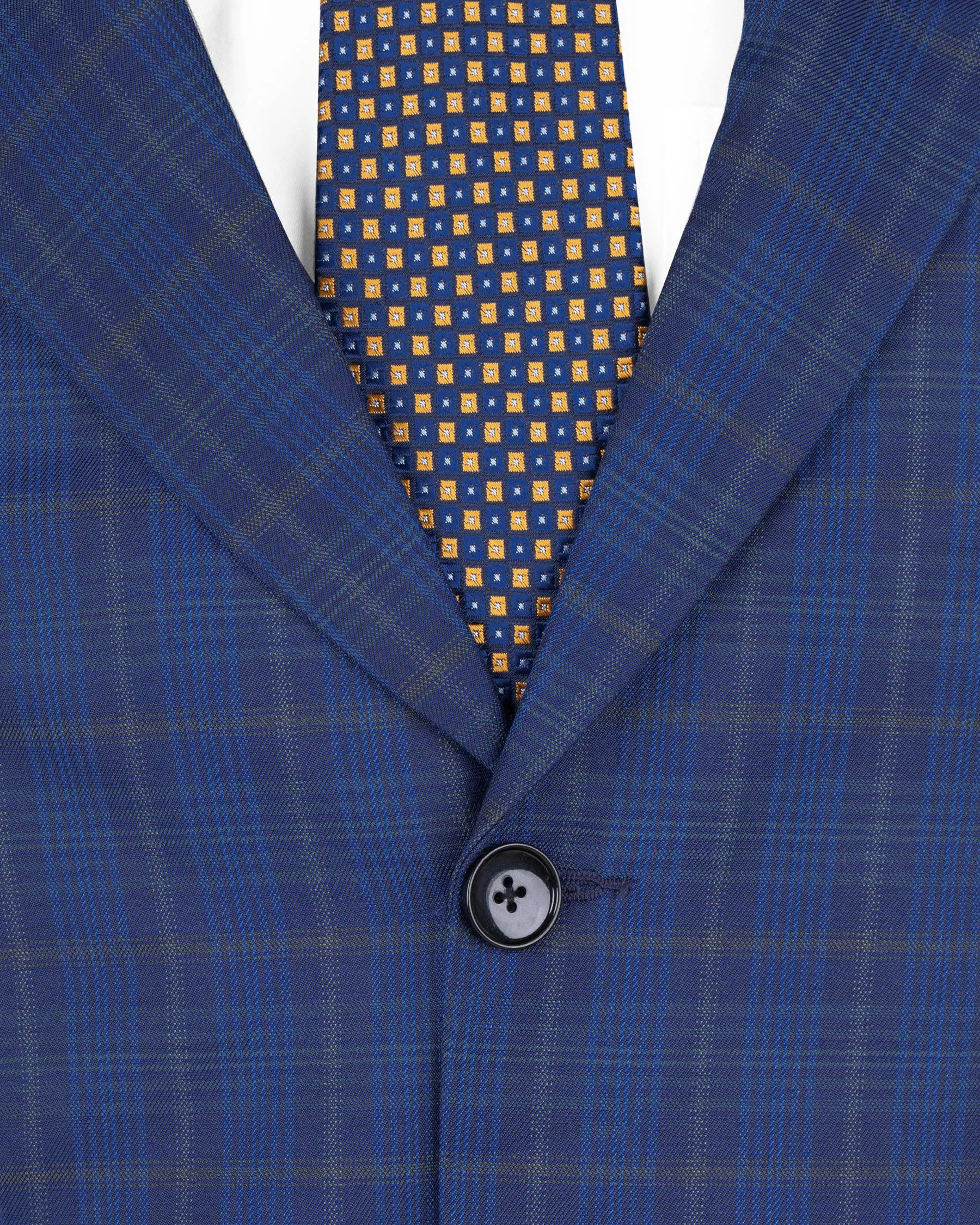 Cloud Burst Blue Plaid Wool Rich Blazer sold by French Crown product image thumbnail 4