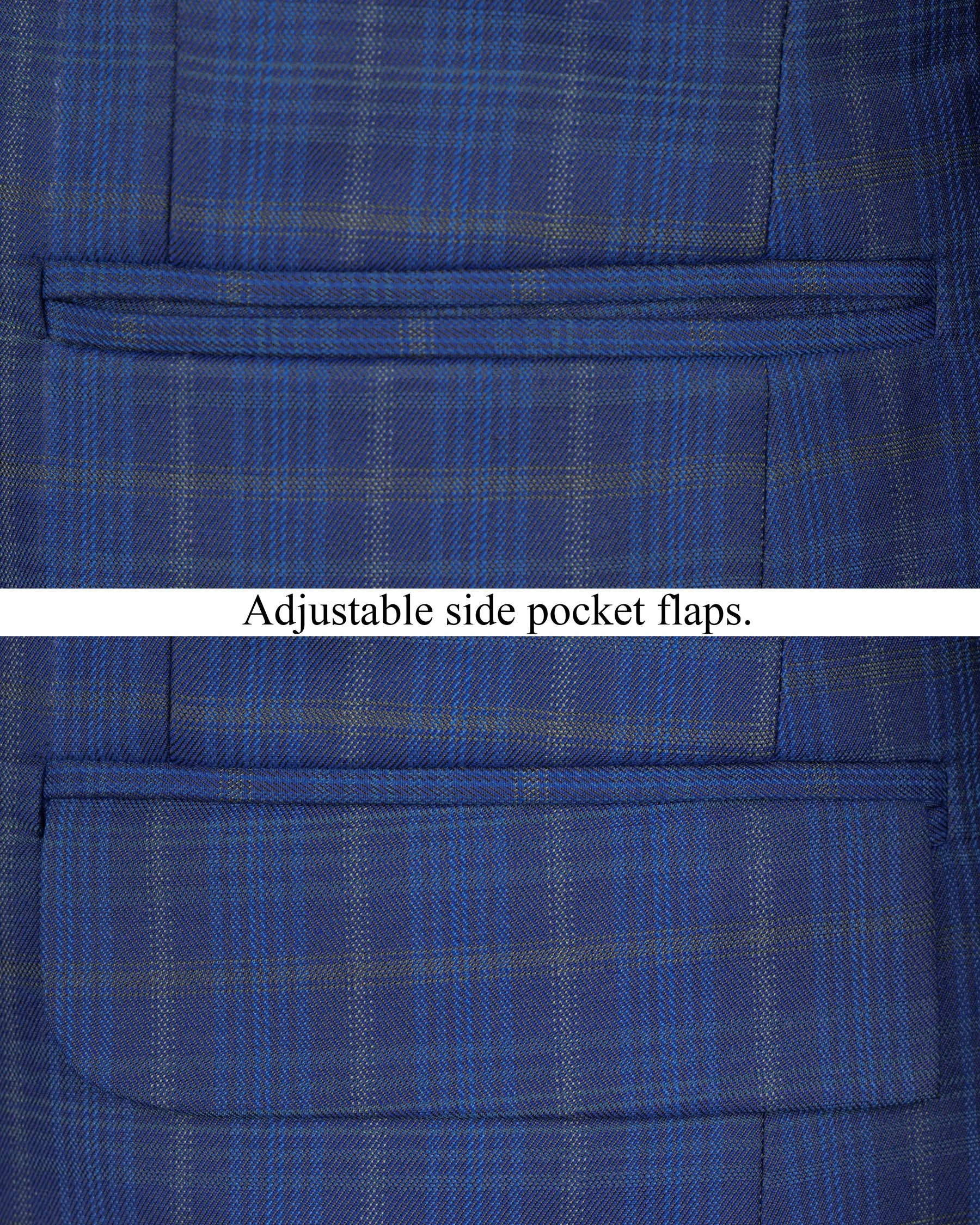 Cloud Burst Blue Plaid Wool Rich Blazer sold by French Crown product image thumbnail 5