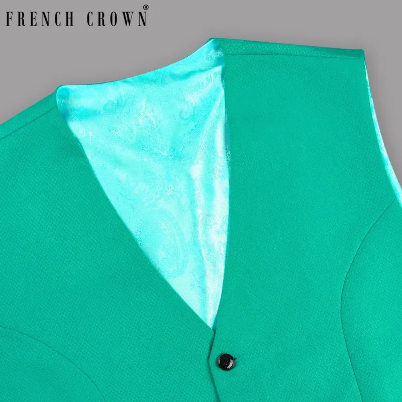 Turquoise Premium Wool Blend Waistcoat sold by French Crown