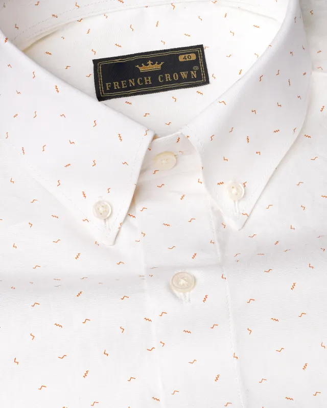 Off White Twill Printed Premium Cotton Shirt sold by French Crown
