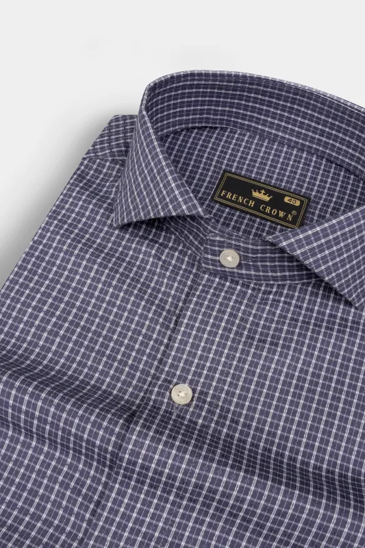 Mountain Mist Checkered Dobby Textured Premium Giza Cotton Shirt sold by French Crown