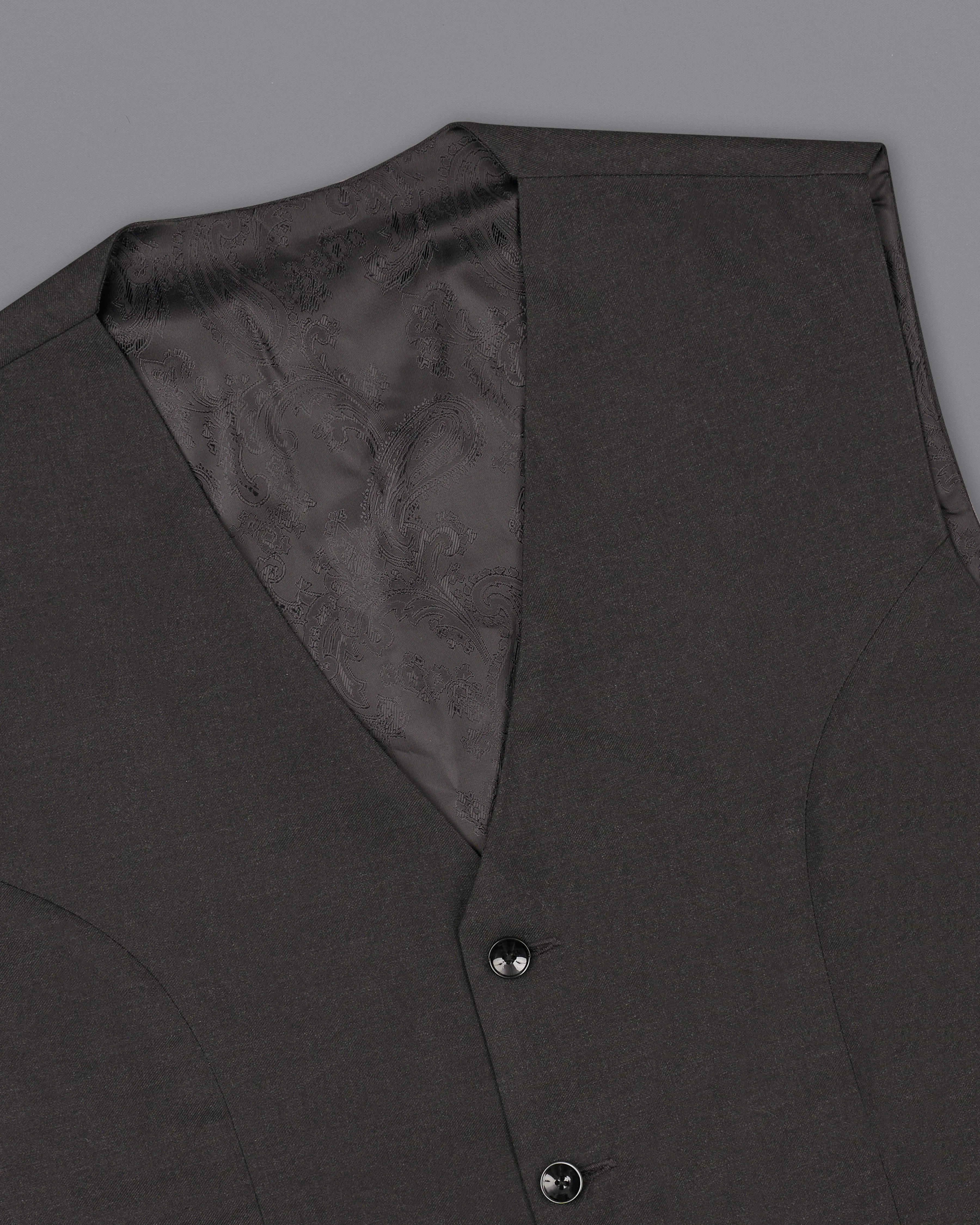 Mine Shaft Gray Wool Rich Designer Waistcoat sold by French Crown product image thumbnail 4