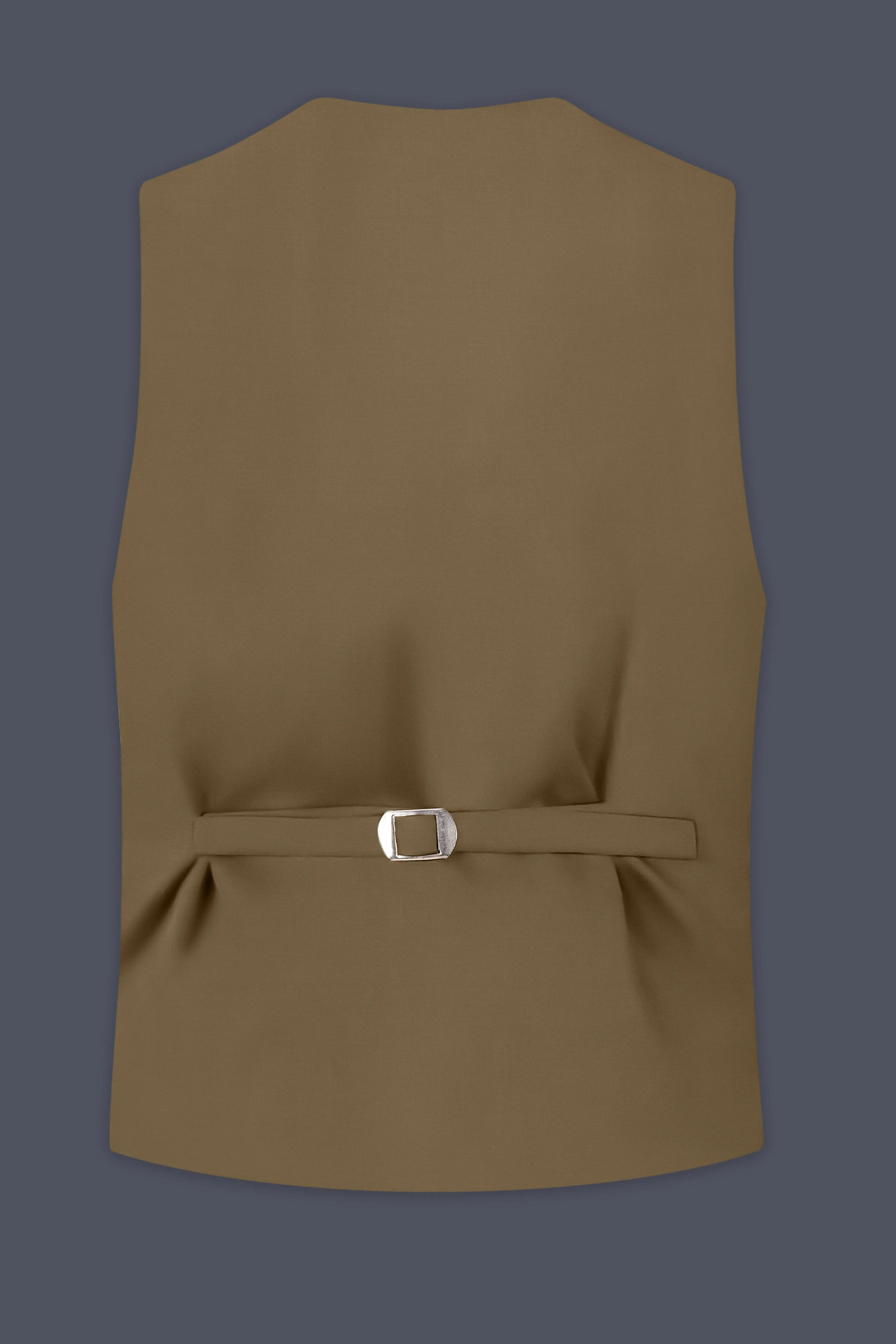 Khaki Brown Textured Waistcoat sold by French Crown product image thumbnail 4