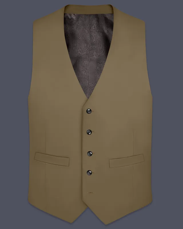 Khaki Brown Textured Waistcoat sold by French Crown