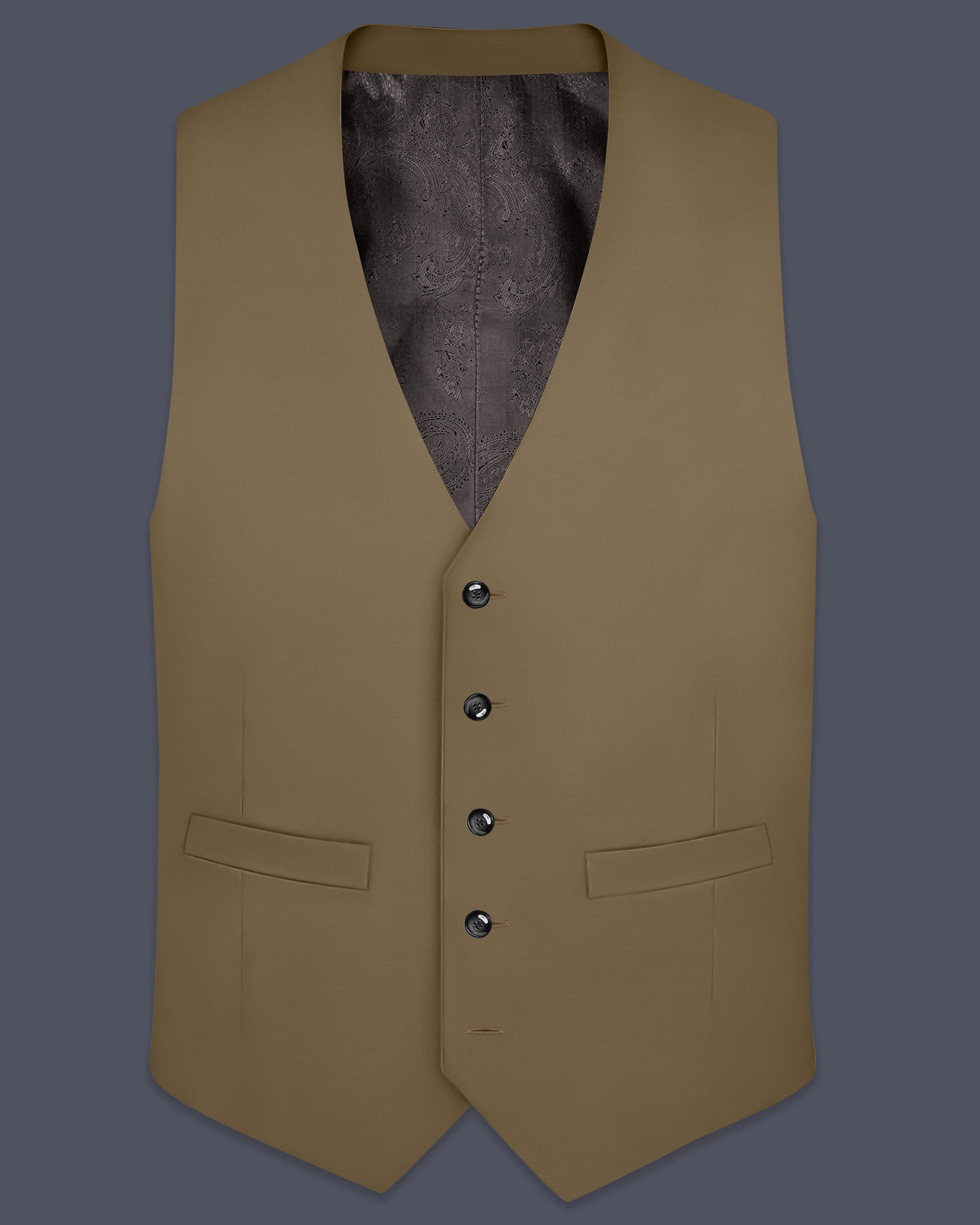 Khaki Brown Textured Waistcoat sold by French Crown