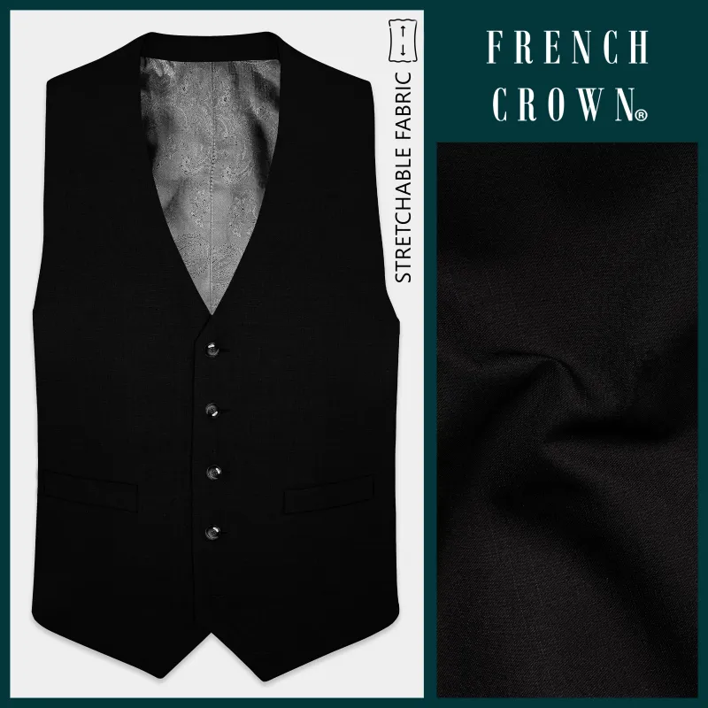 Jade Black Stretchable Subtle Sheen Waistcoat sold by French Crown
