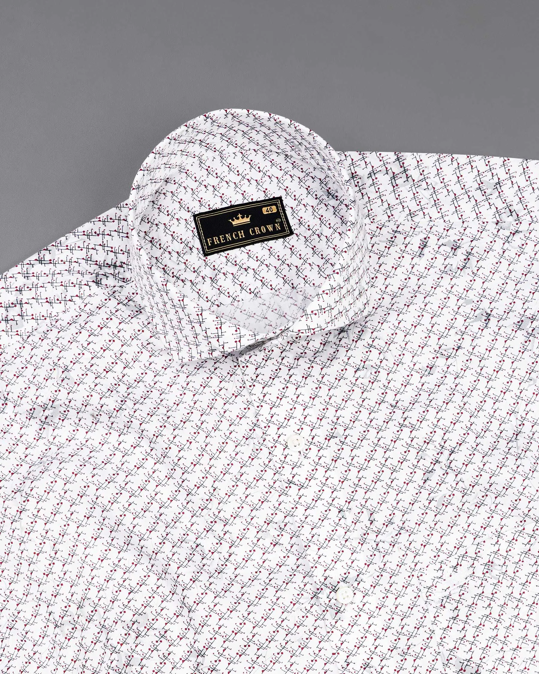 Bright White Printed Super Soft Premium Cotton Shirt sold by French Crown product image thumbnail 4