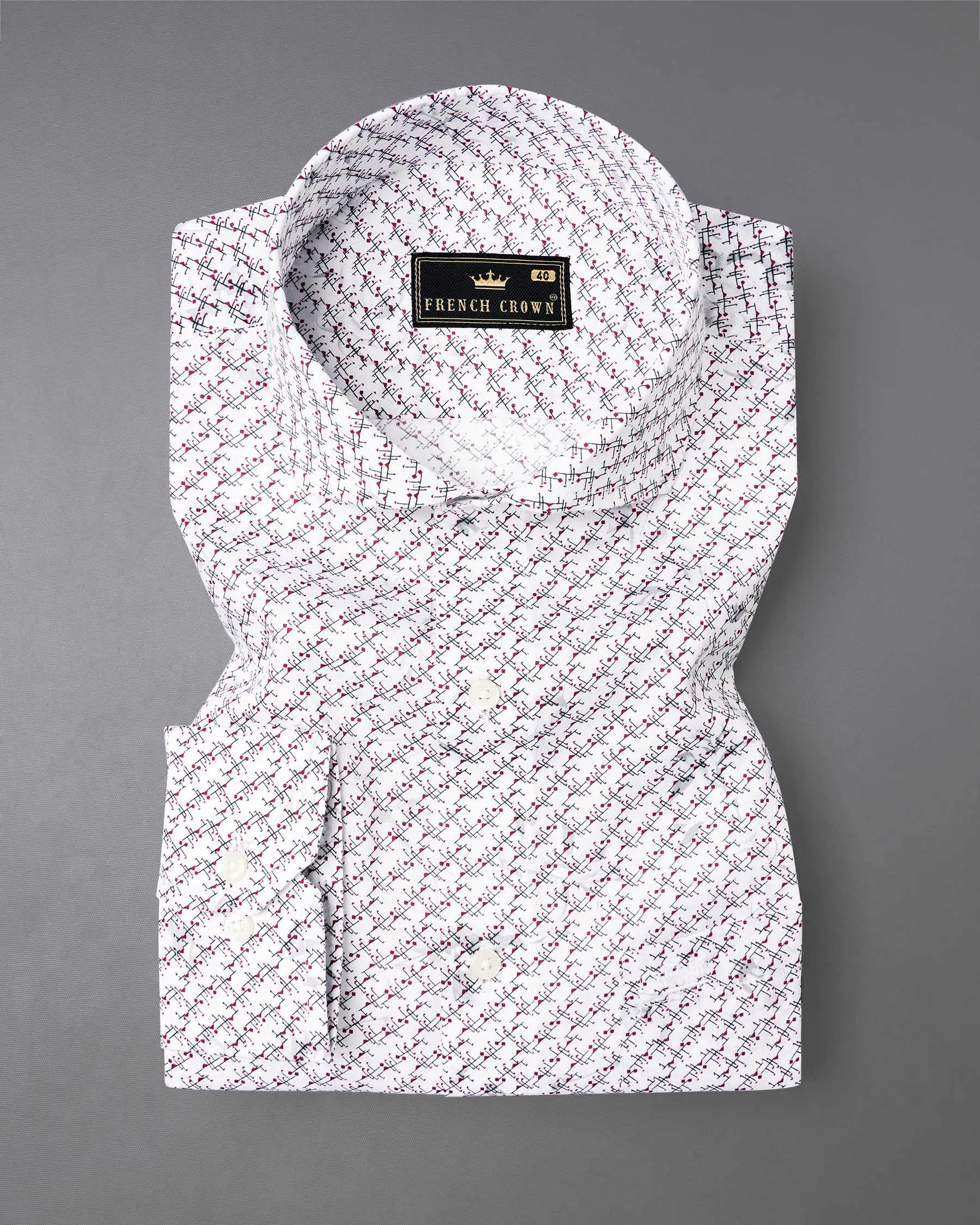 Bright White Printed Super Soft Premium Cotton Shirt sold by French Crown product image thumbnail 3