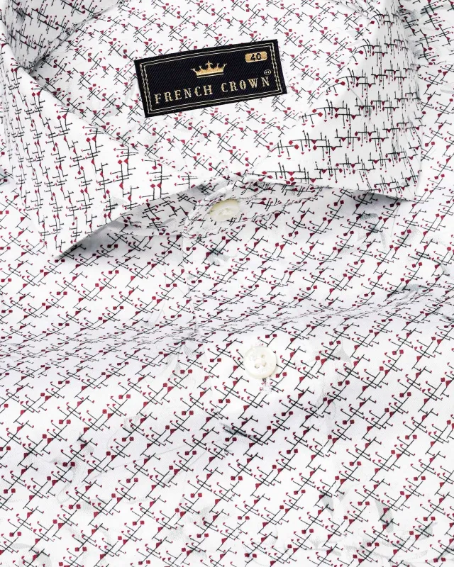 Bright White Printed Super Soft Premium Cotton Shirt sold by French Crown