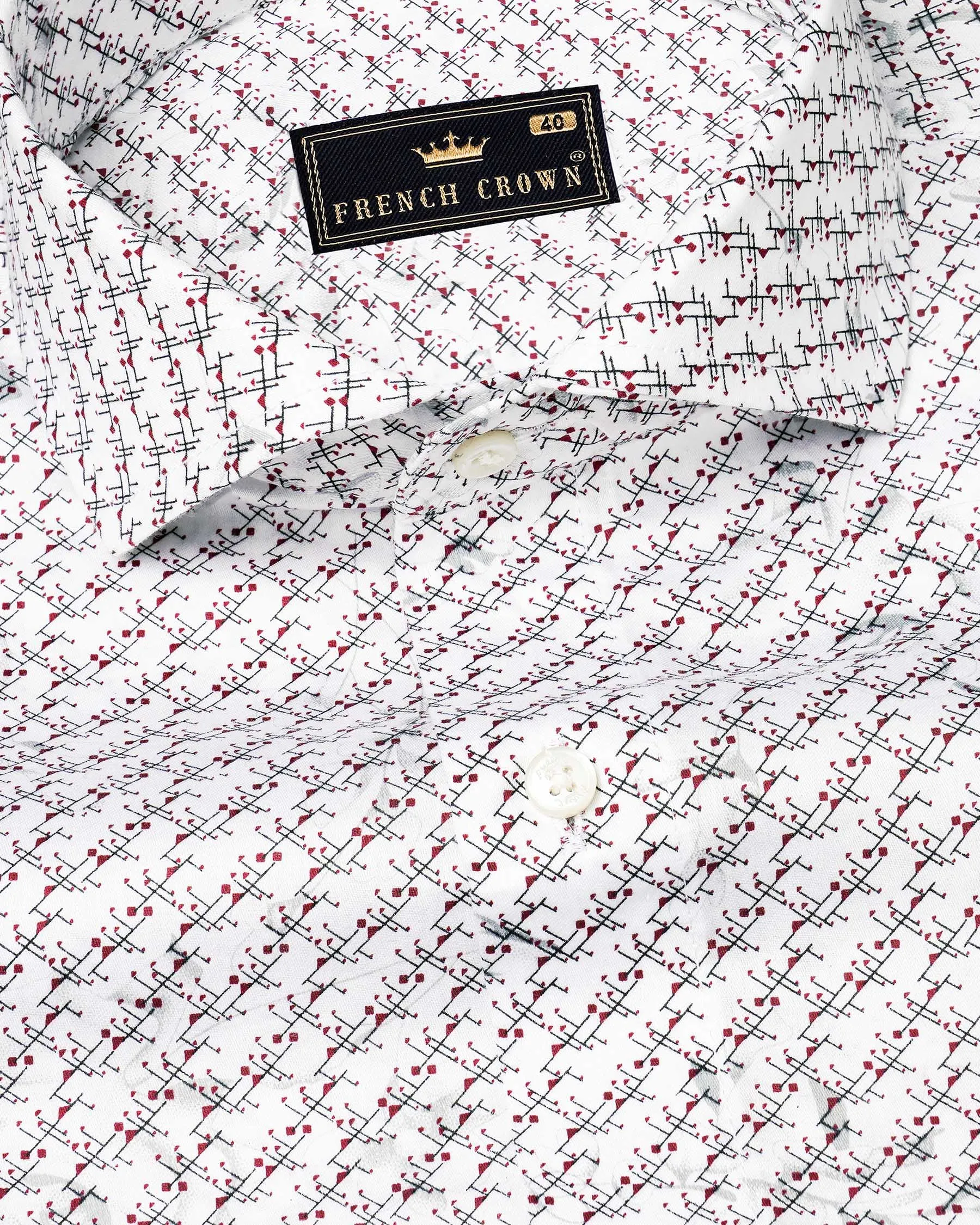Bright White Printed Super Soft Premium Cotton Shirt sold by French Crown