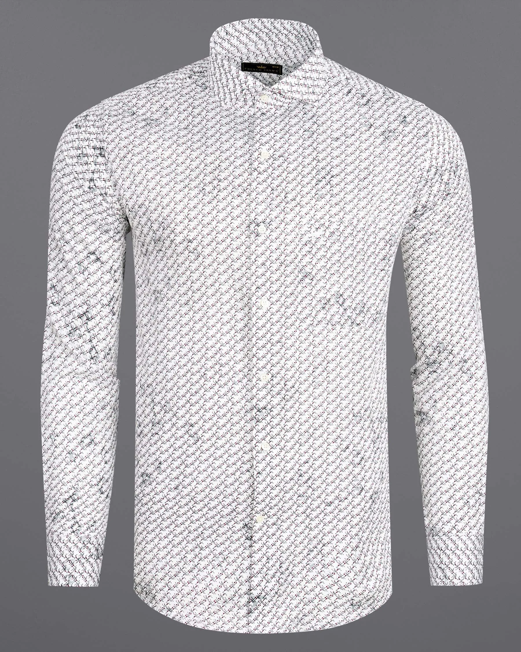 Bright White Printed Super Soft Premium Cotton Shirt sold by French Crown product image thumbnail 5