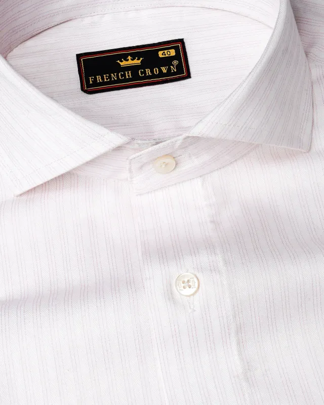 Bright White and Maverick Pink Twill Pinstriped Premium Cotton Shirt made by French Crown