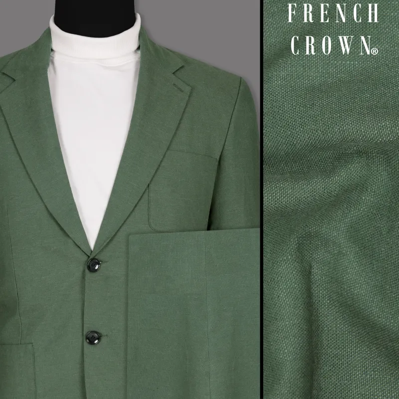 Asparagus Green Luxurious Linen Sports Suit made by French Crown
