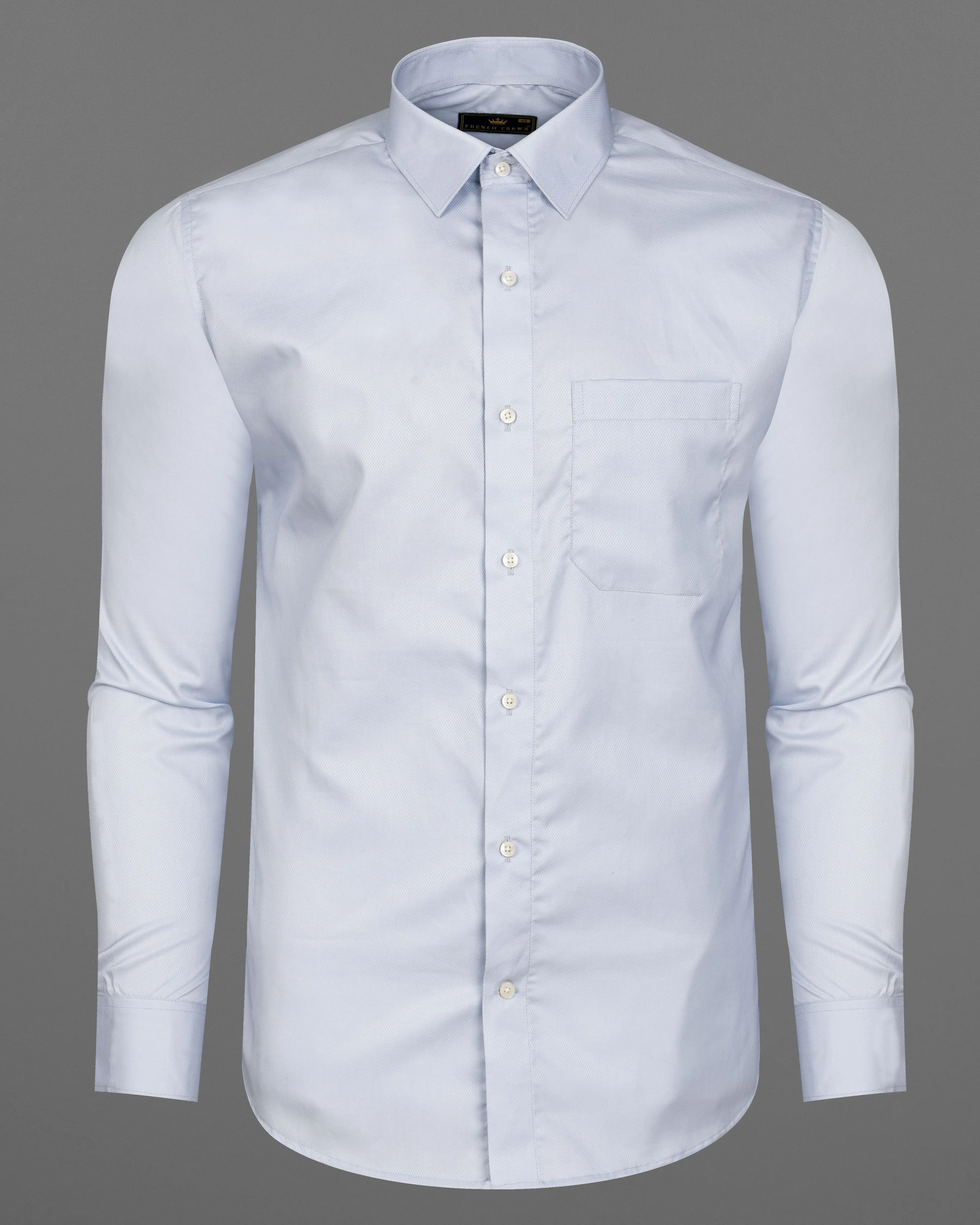 Nebula Light Blue Dobby Textured Premium Giza Cotton Shirt sold by French Crown product image thumbnail 5