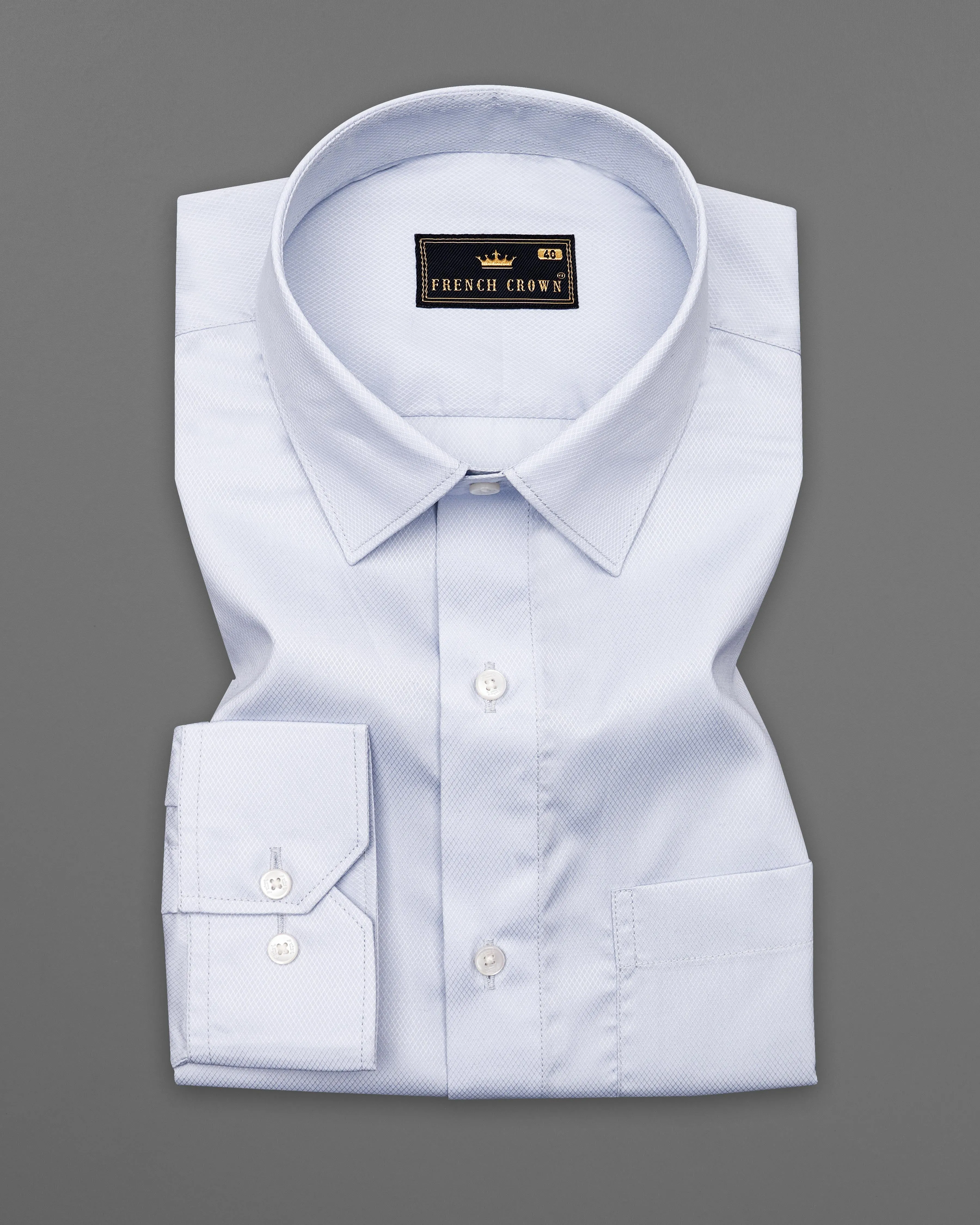 Nebula Light Blue Dobby Textured Premium Giza Cotton Shirt sold by French Crown product image thumbnail 3