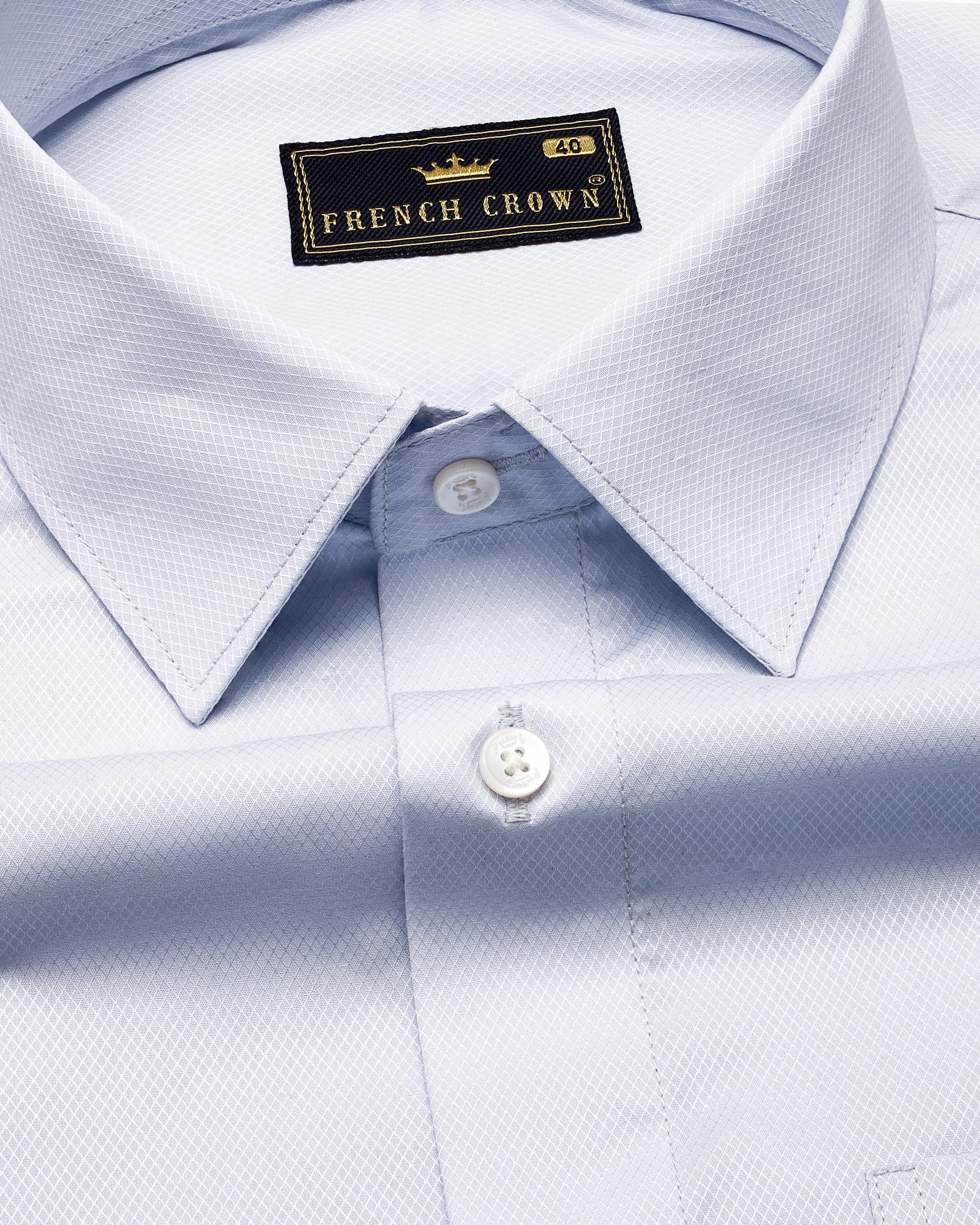 Nebula Light Blue Dobby Textured Premium Giza Cotton Shirt sold by French Crown