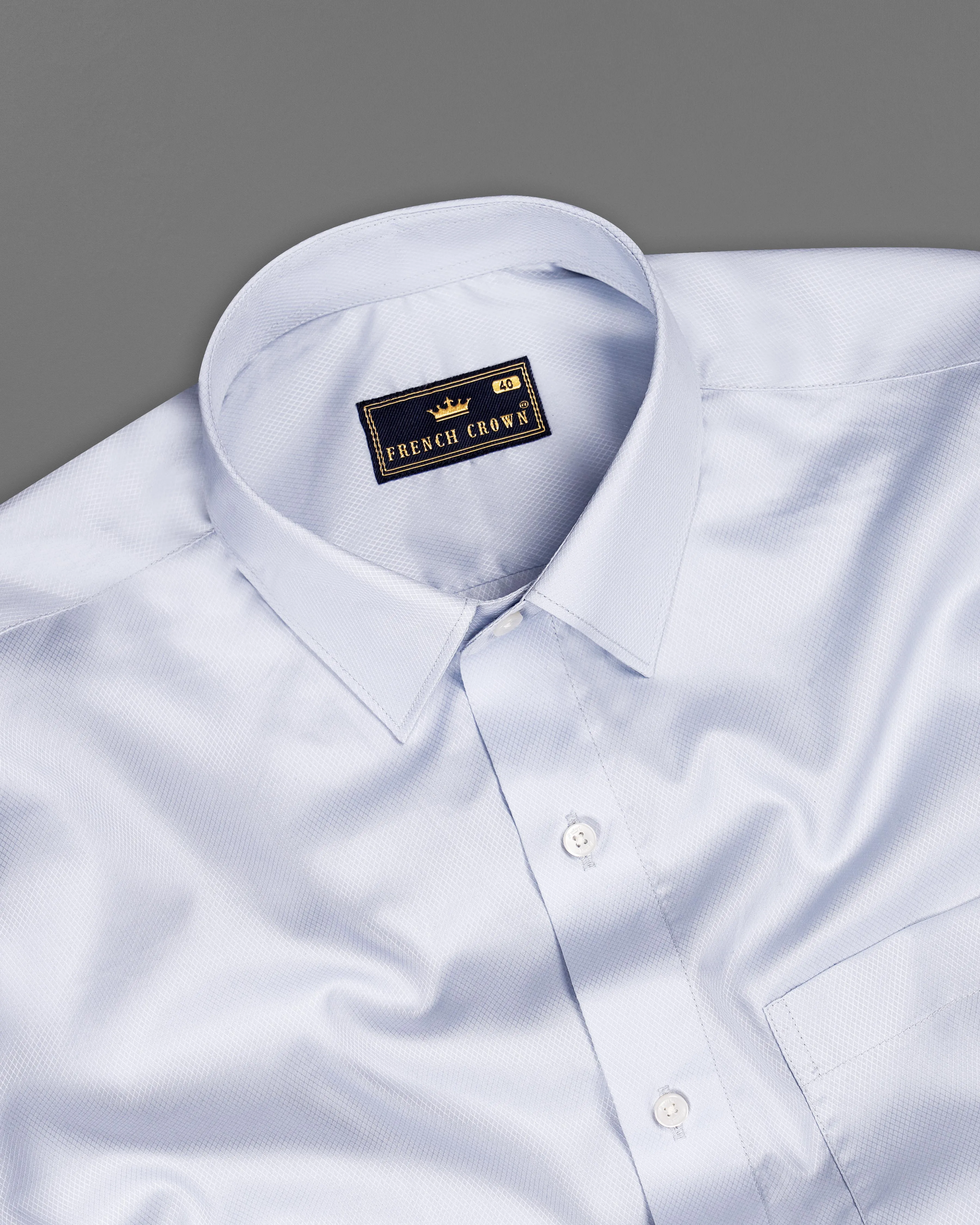 Nebula Light Blue Dobby Textured Premium Giza Cotton Shirt sold by French Crown product image thumbnail 4