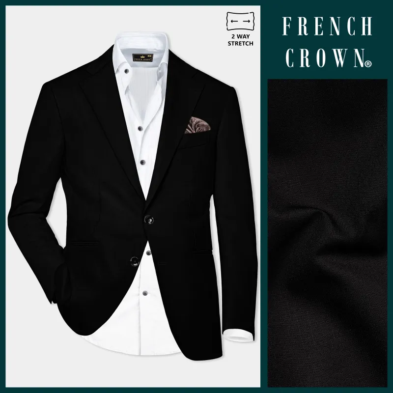 Jade Black Stretchable Subtle Sheen Performance Blazer made by French Crown
