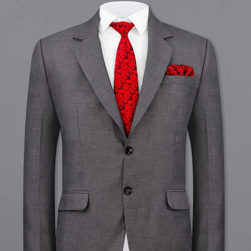 Dove Grey Wool Rich Single Breasted Blazer sold by French Crown