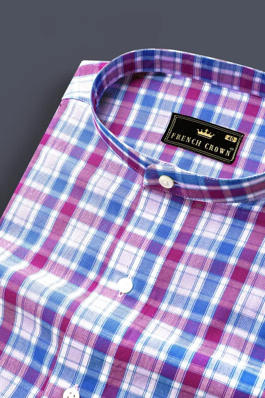 Fandango Purple and Cerulean Blue Plaid Premium Cotton Shirt sold by French Crown