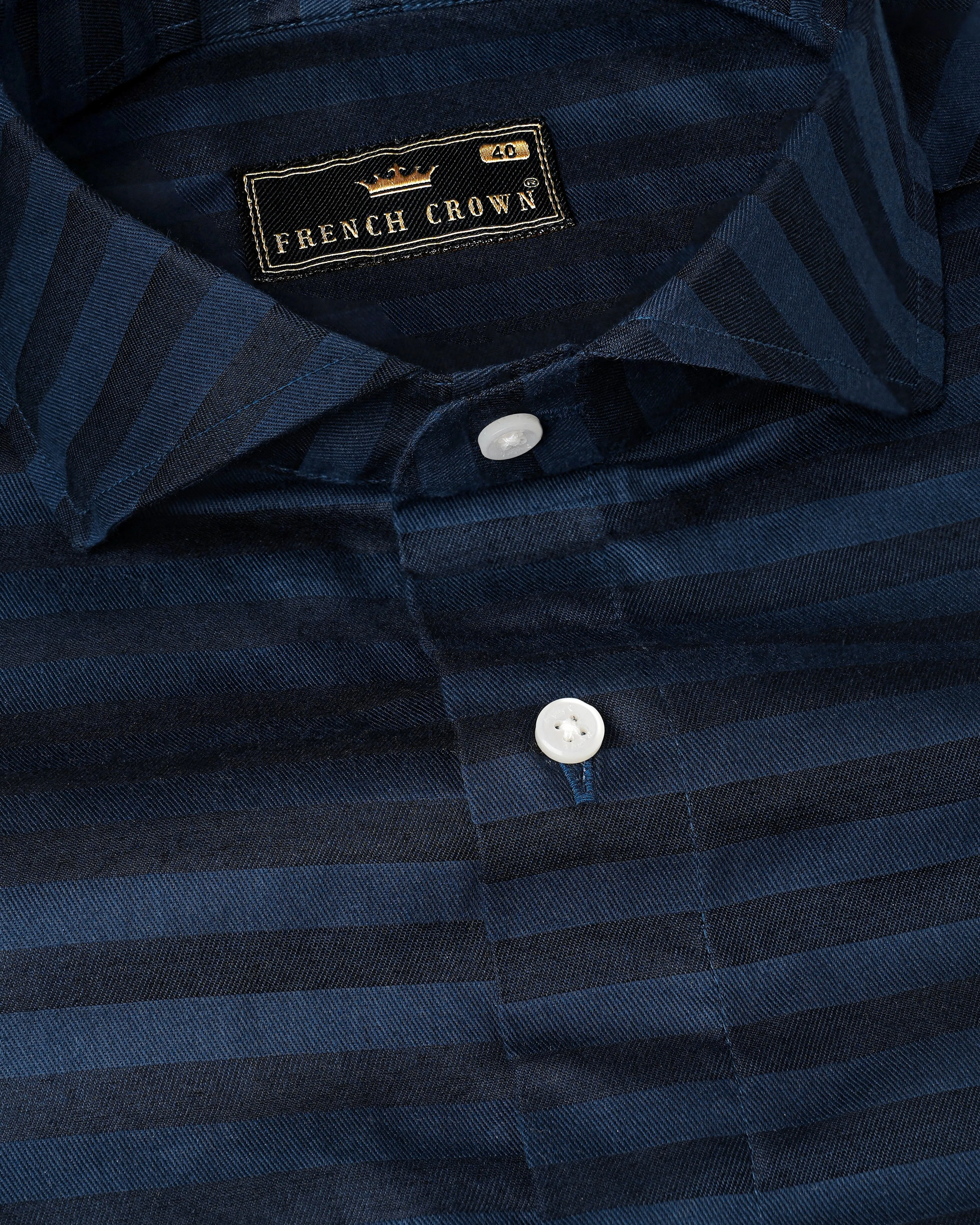 Cloud Burst Blue Twill Striped Premium Cotton Shirt sold by French Crown