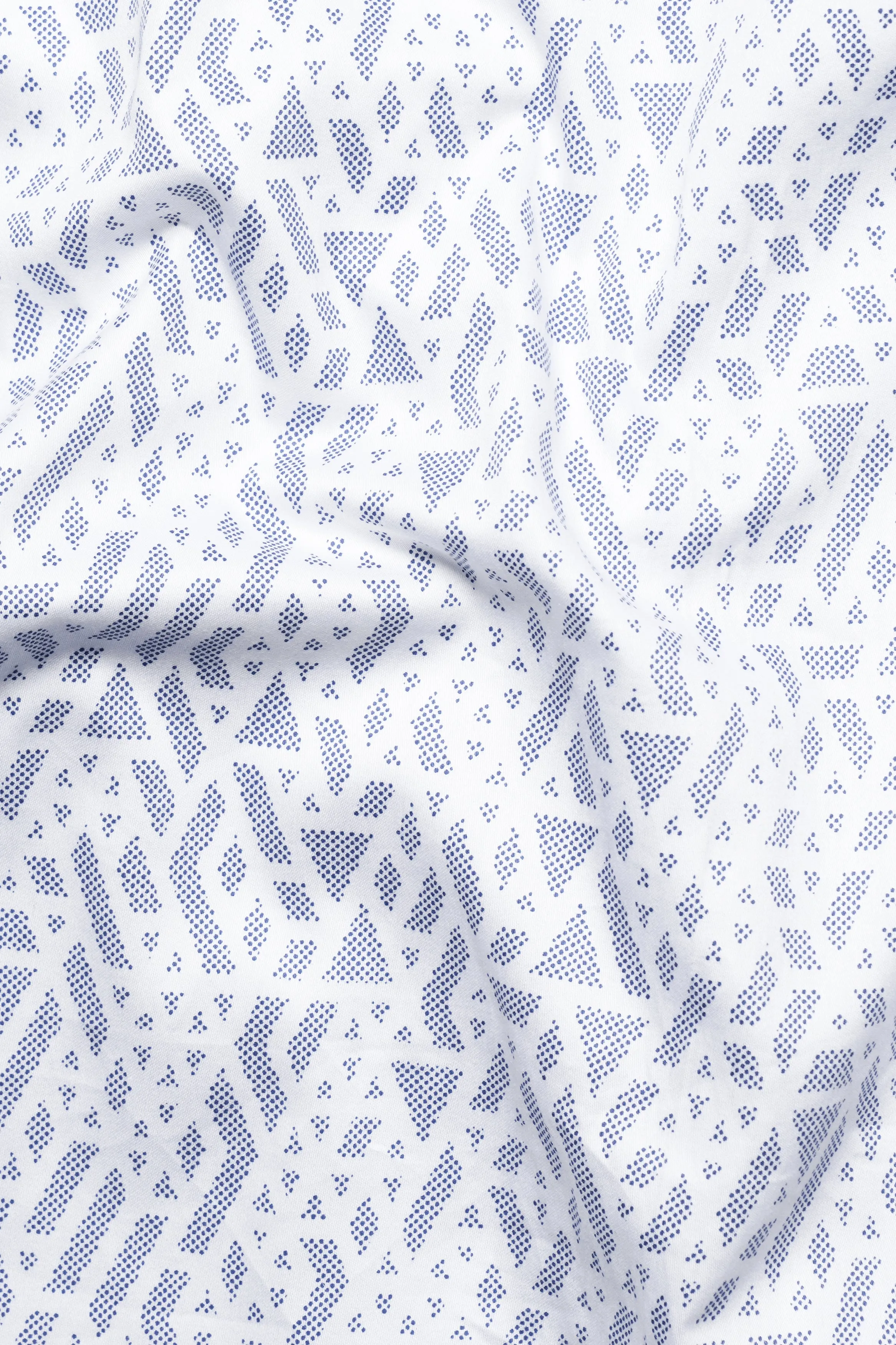 Bright White Geometric Pattern Printed Super Soft Premium Cotton Shirt sold by French Crown product image thumbnail 3