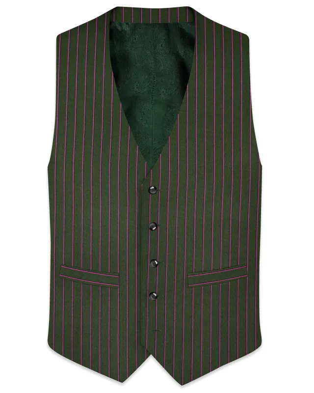 Kelp Green Woolrich Striped Waistcoat sold by French Crown