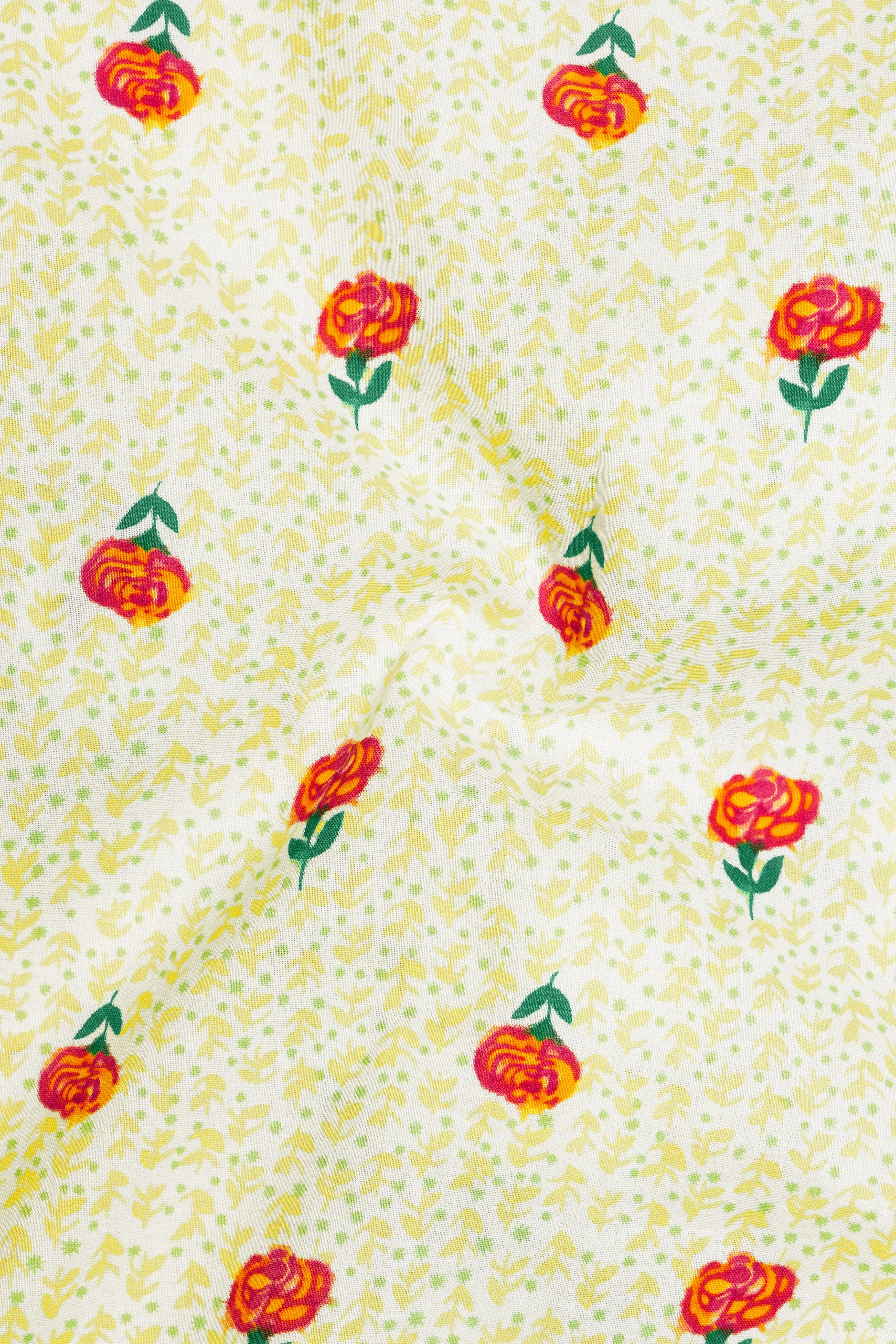 Barley Cream Rose Printed Premium Cotton Shirt sold by French Crown product image thumbnail 3