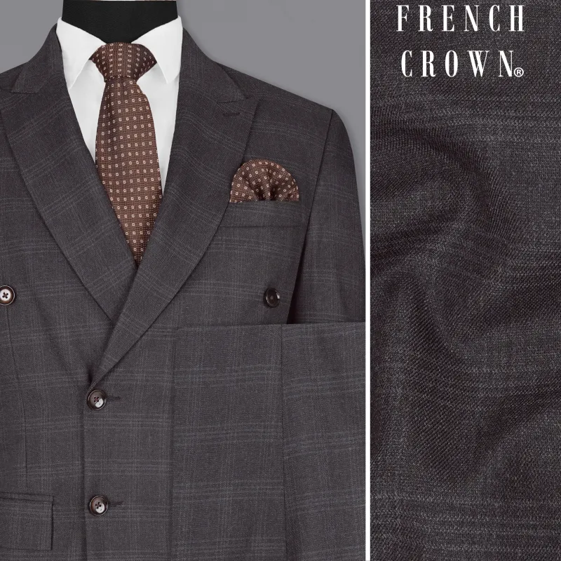 Tuatara Gray Subtle windowpanew Double Breasted Suit sold by French Crown