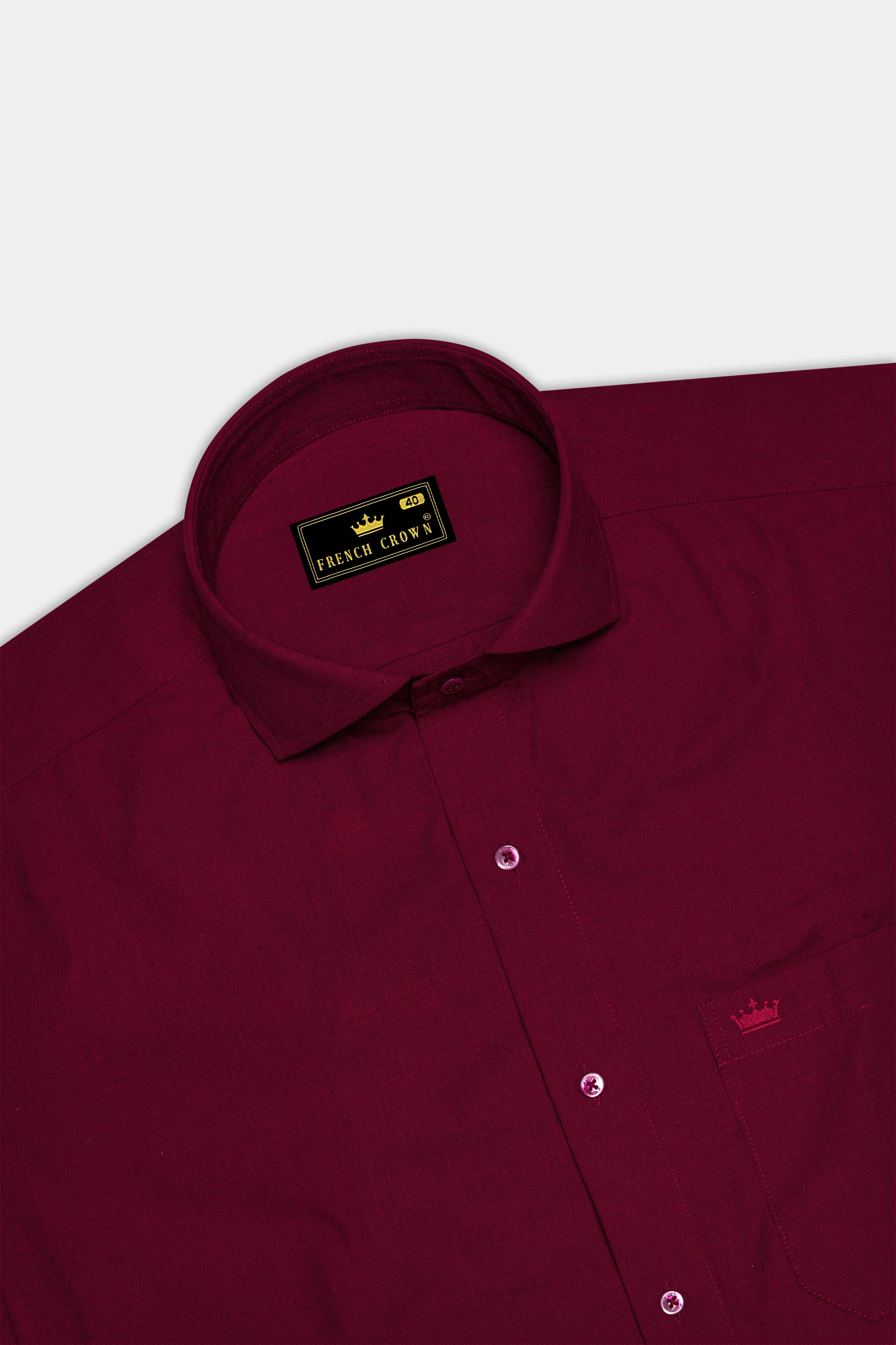 Scarlet Red Chambray Textured Premium Cotton Shirt sold by French Crown product image thumbnail 5