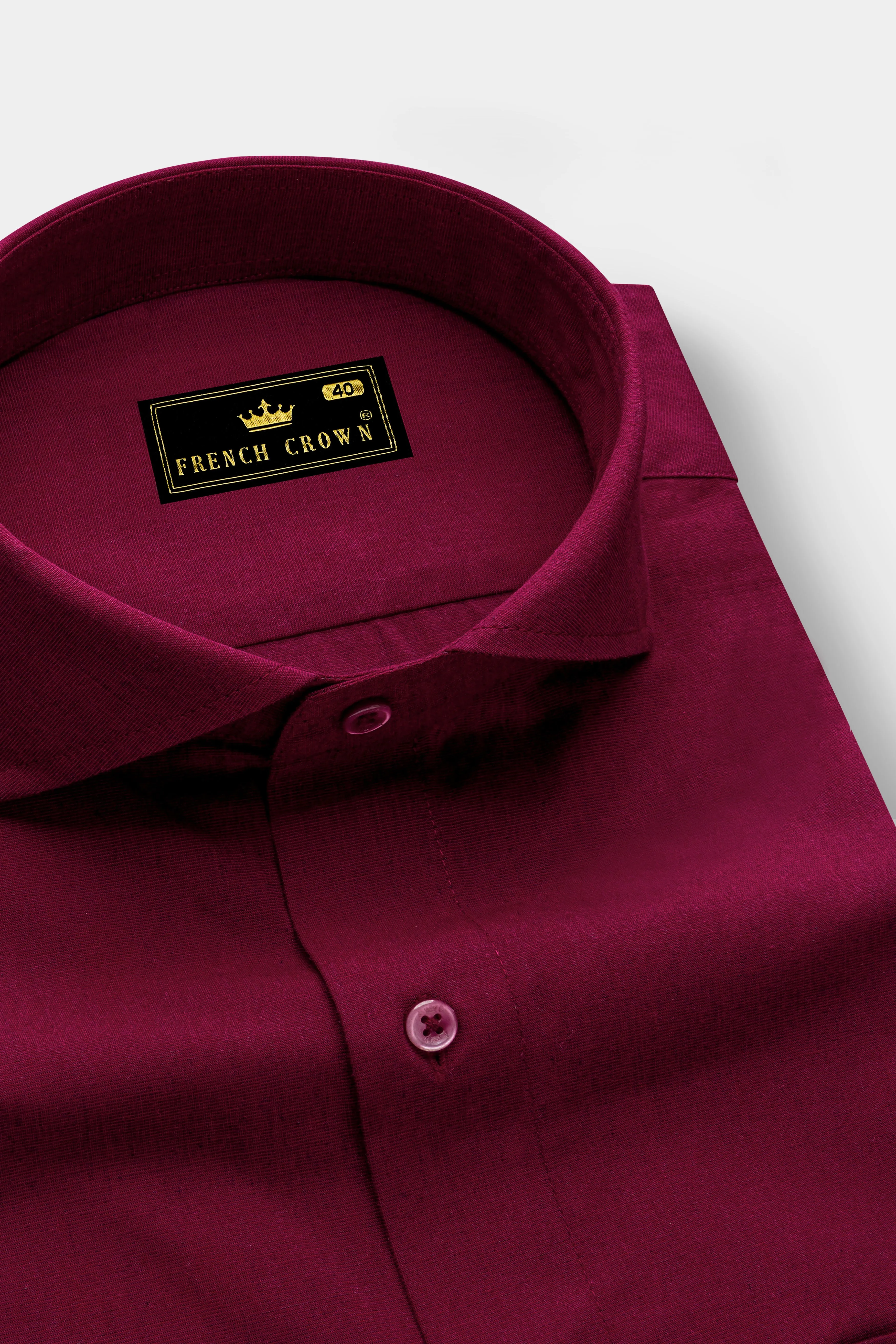 Scarlet Red Chambray Textured Premium Cotton Shirt sold by French Crown product image thumbnail 2