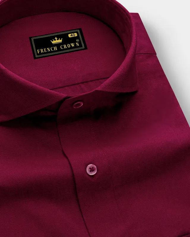 Scarlet Red Chambray Textured Premium Cotton Shirt sold by French Crown