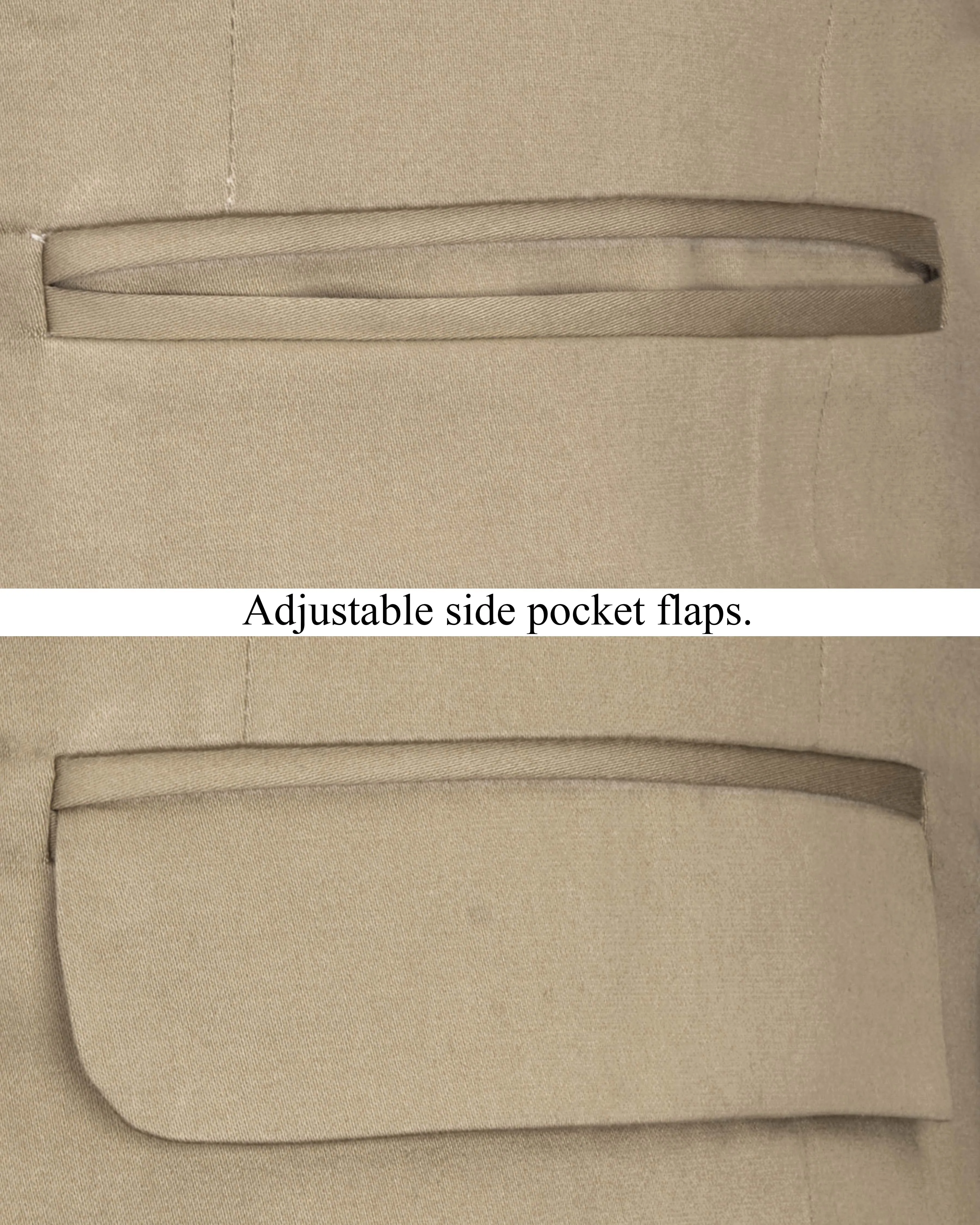 Quicksand Brown Stretchable Cross Placket Bandhgala Premium Cotton traveler Blazer sold by French Crown product image thumbnail 5