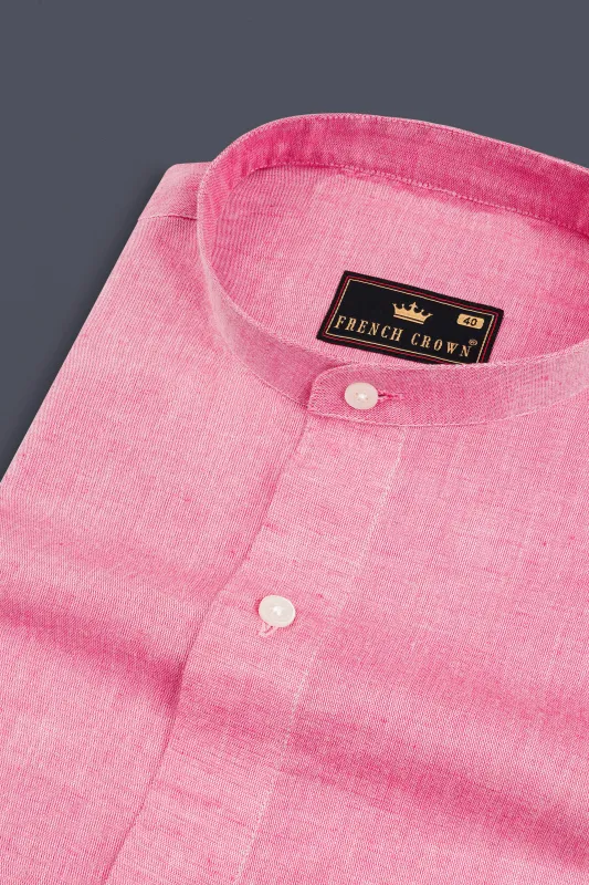 Petite Pink Luxurious Linen Shirt sold by French Crown