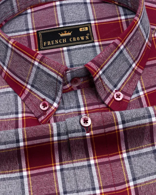 Cherrywood Red Multicolour Twill Checkered Premium Cotton Shirt sold by French Crown