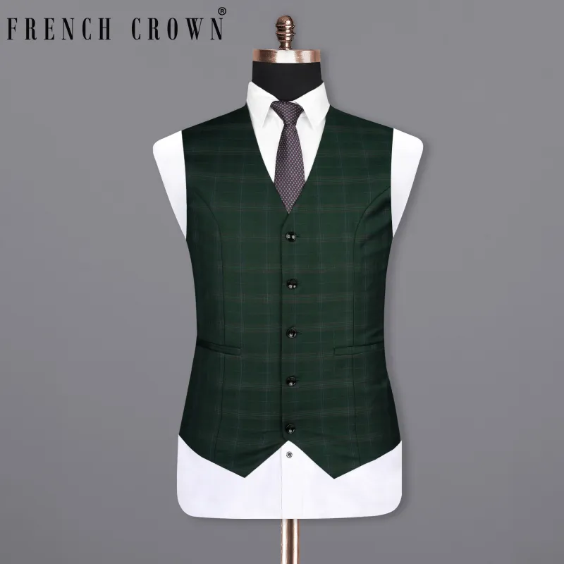 Celtic Green Super fine  Plaid Woolrich Waistcoat sold by French Crown