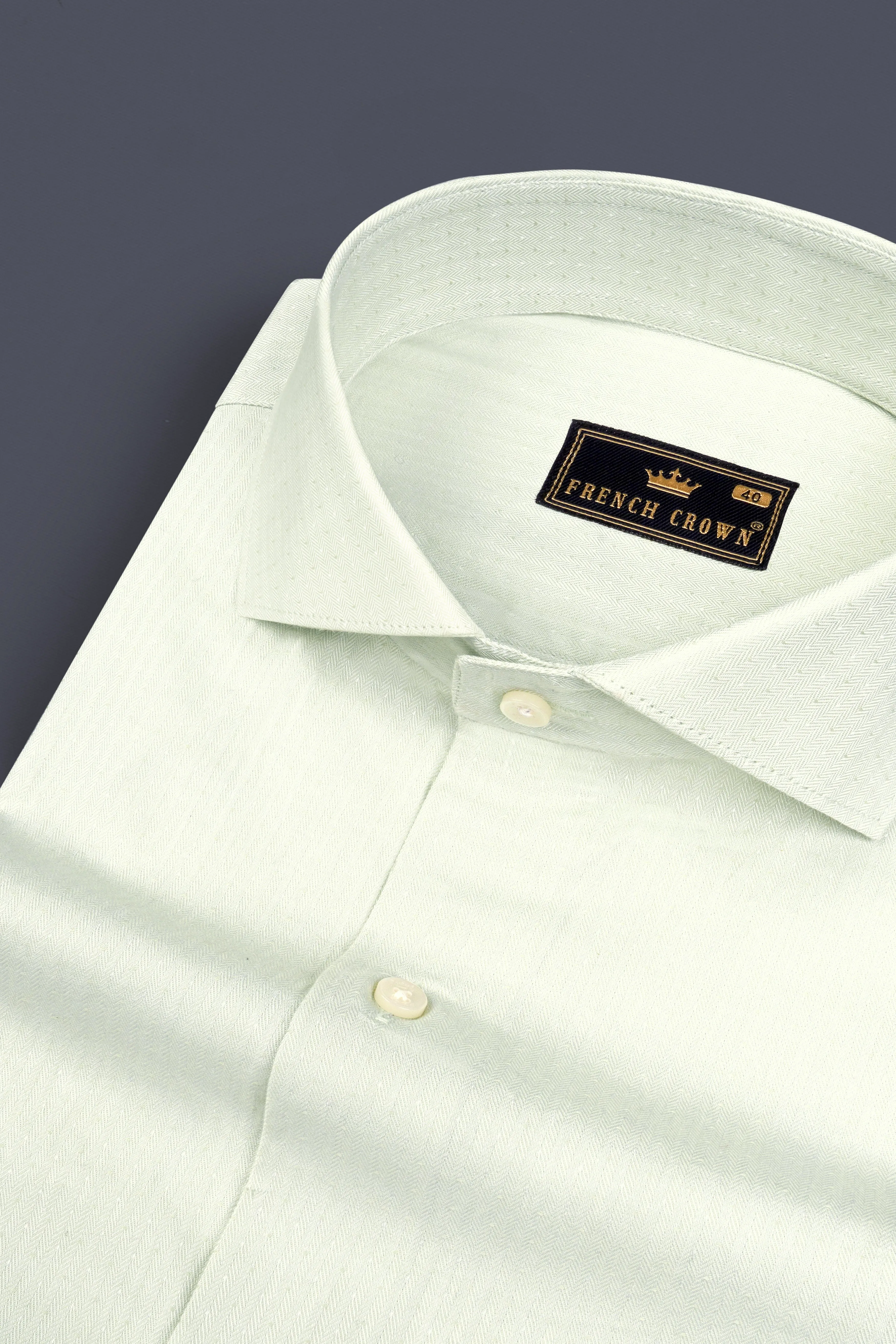 Gainsboro Green Dobby Textured Premium Giza Cotton Shirt sold by French Crown