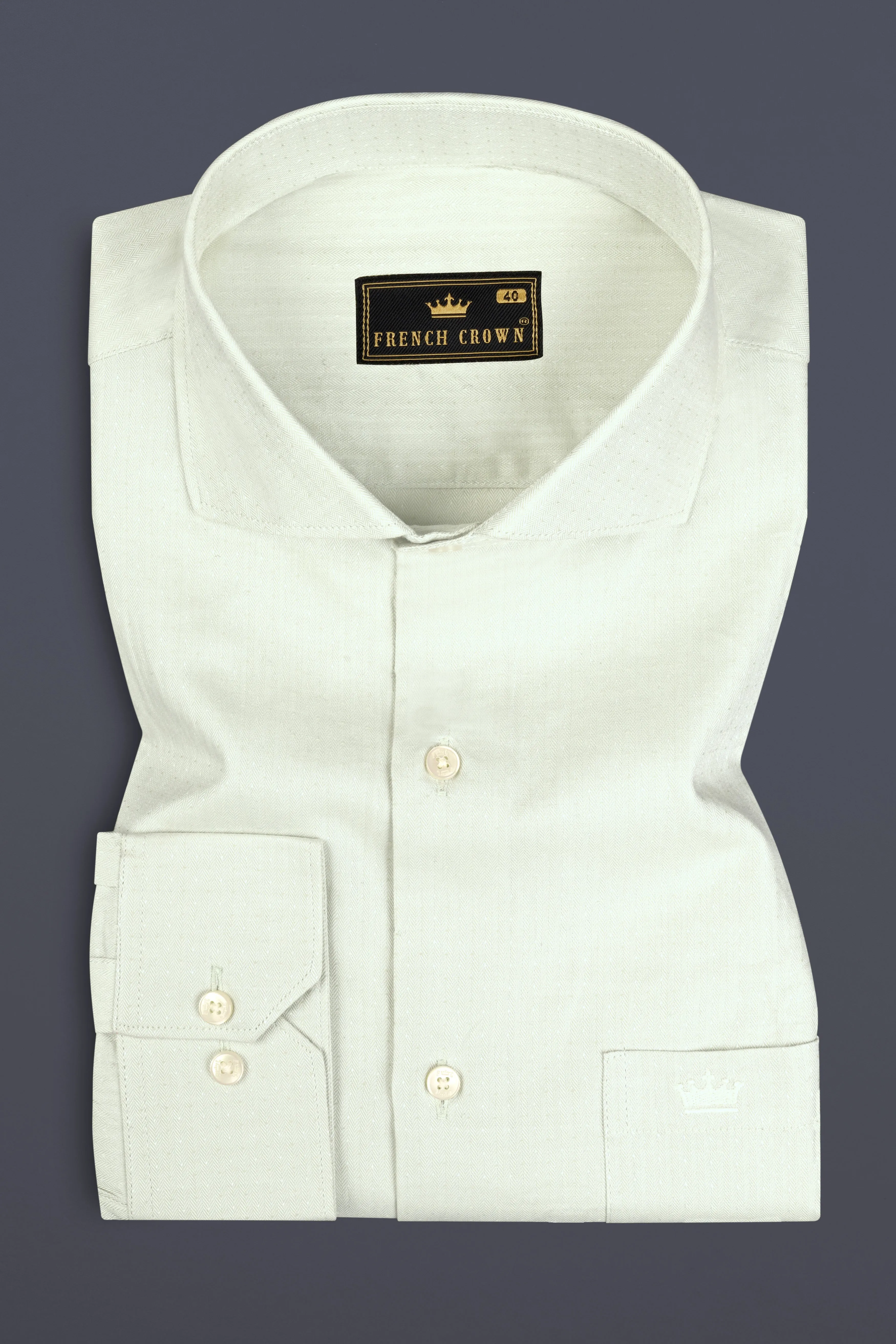 Gainsboro Green Dobby Textured Premium Giza Cotton Shirt sold by French Crown product image thumbnail 3