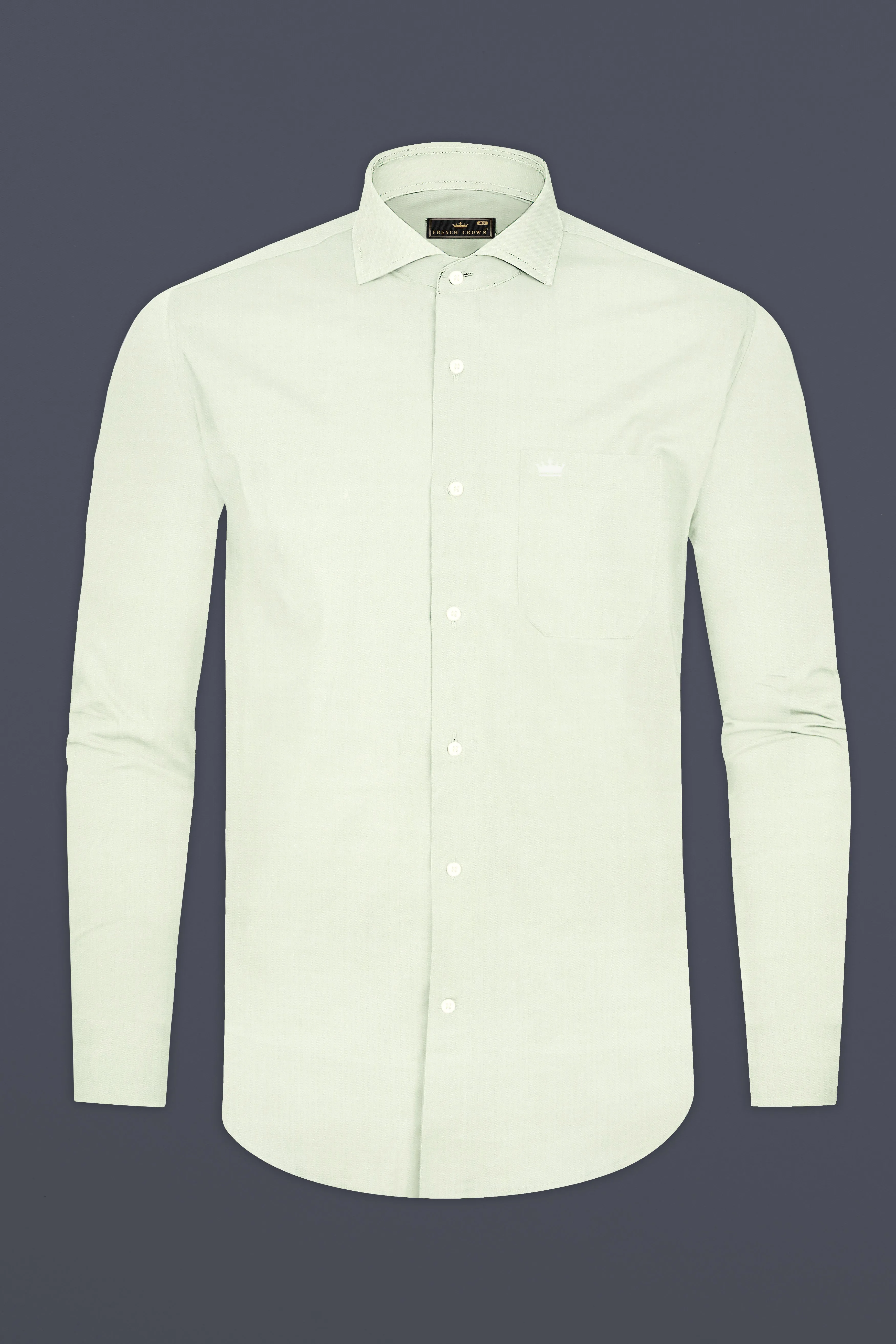 Gainsboro Green Dobby Textured Premium Giza Cotton Shirt sold by French Crown product image thumbnail 4