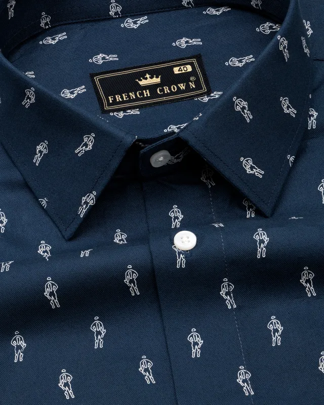 Firefly Blue Printed Royal Oxford Shirt sold by French Crown