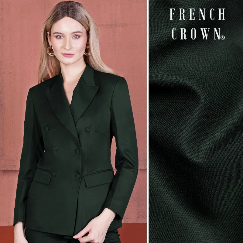 Juniper Green Subtle Sheen Double Breasted Women's Suit sold by French Crown