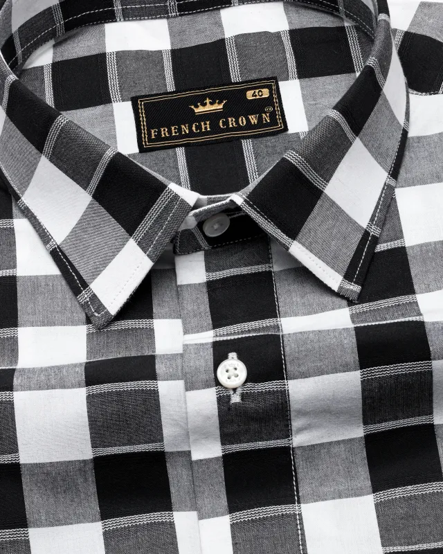 Jade Black and White Twill Checkered Premium Cotton Shirt sold by French Crown