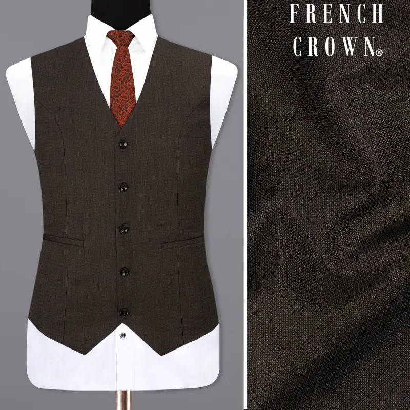Iridium Brown Solid Waistcoat sold by French Crown