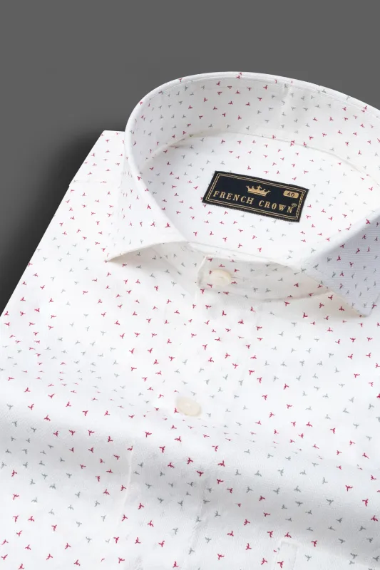 Bright White with Ditsy Dobby Textured Premium Giza Cotton Shirt sold by French Crown