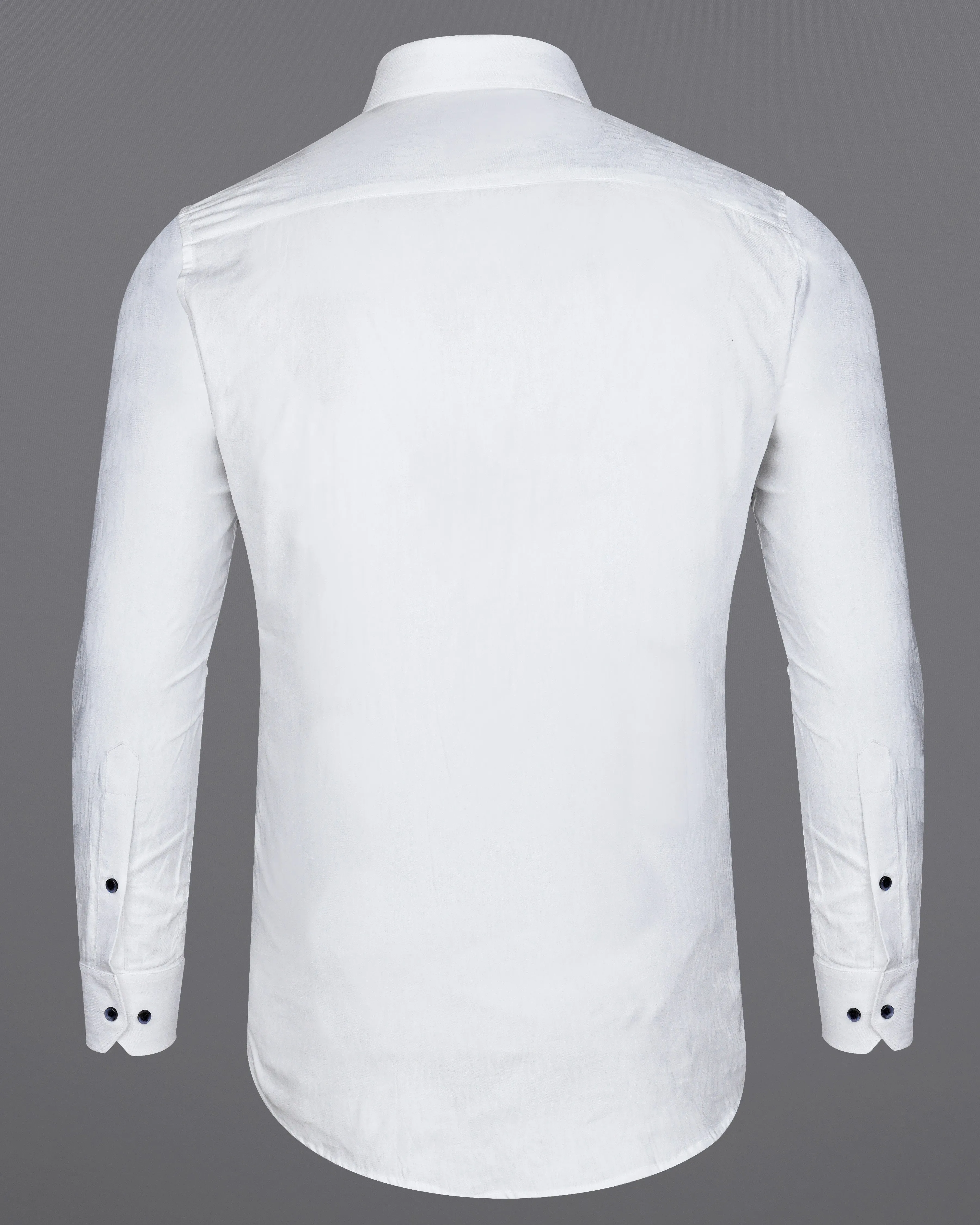 Bright White Jacquard Textured Premium Giza Cotton Shirt sold by French Crown product image thumbnail 5