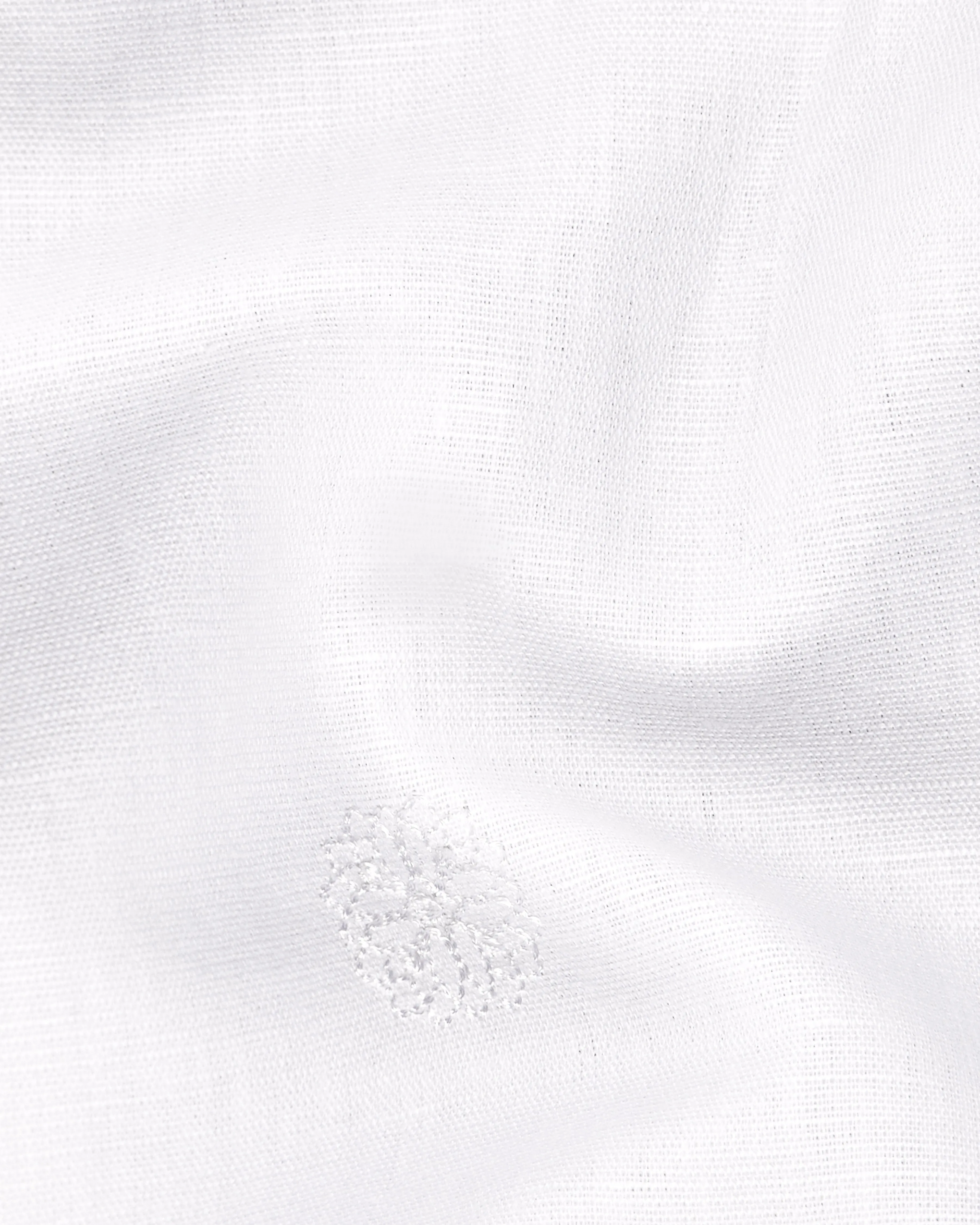 Bright White Embroidered Luxurious Linen Shirt sold by French Crown product image thumbnail 3