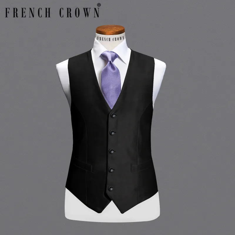 Jade Black Diamond Textured Waistcoat sold by French Crown