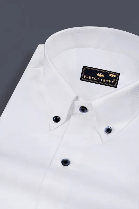 Bright White Dobby Textured Premium Giza Cotton Shirt sold by French Crown